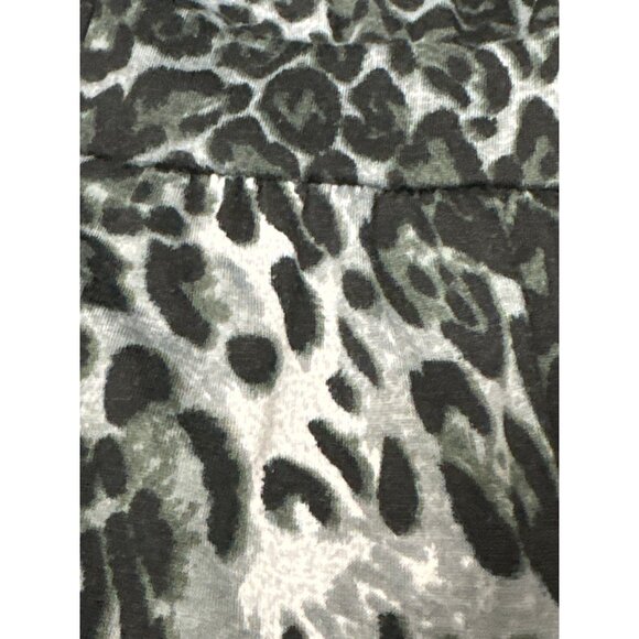 AB Studio Leopard Print Cardigan Black Gray Medium Lightweight Knit Open Front - Picture 9 of 9